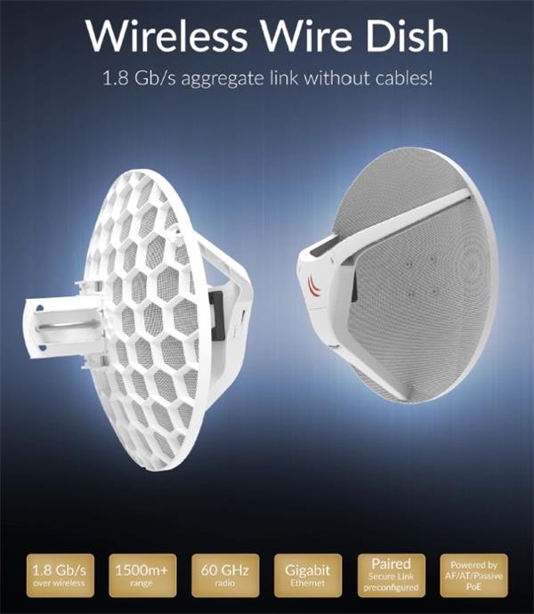MIKROTIK • RBLHGG-60adkit • 60GHz spoj Wireless Wire Dish
