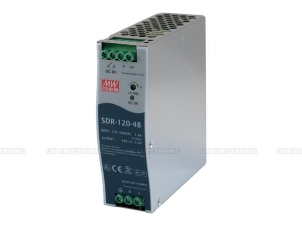 MEANWELL • SDR-120-48 • Průmyslový napájecí spínaný zdroj 48V 120W na DIN