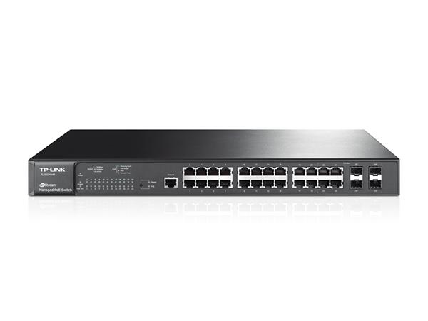 TP-LINK • TL-SG3424P • 24-port 10/100/1000 L2 řízený PoE switch JetStream™ s 4 Combo SFP sloty