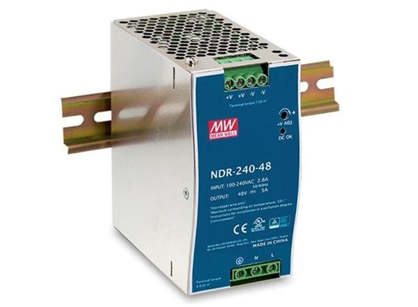 MEANWELL • NDR-240-48 • Průmyslový napájecí spínaný zdroj 48V 240W na DIN