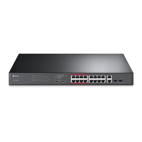 TP-LINK • TL-SL1218MP • 16-portový 10/100Mb/s + 2-portový gigabitový Unmanaged PoE Switch