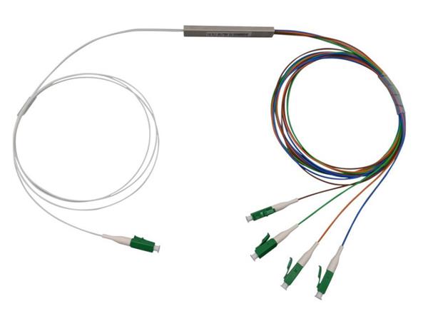 WiFiHW • PLC-MMST-1X4-LC-APC • PLC splitter 1:4, 1260-1650nm, patchcord 0,9 mm, 2m, G.657A, konektory LC/APC
