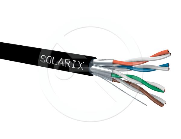 SOLARIX • SXKD-6A-STP-PE • Venkovní STP kabel Cat6A PE, drát, Fca (500m cívka)
