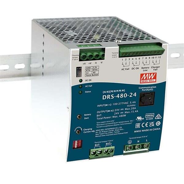 MEANWELL • DRS-480-48 • Průmyslový napájecí zdroj 48V, 480W na DIN