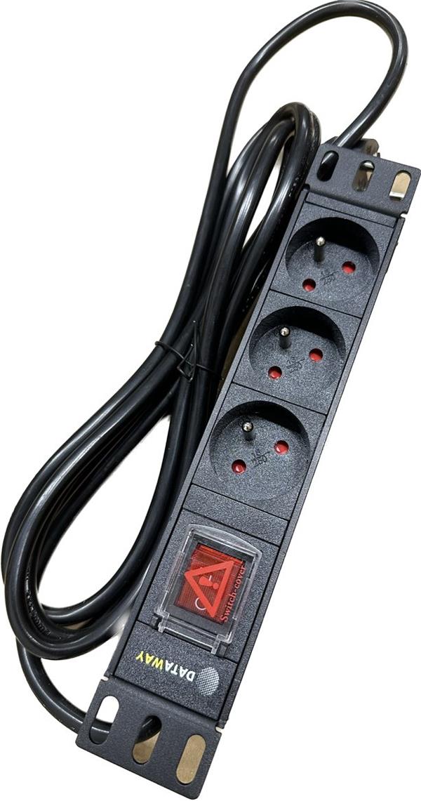 DATAWAY • PDU-3-PP-3M • Napájecí panel 3x 230V, 1U, 10", M6, 3m