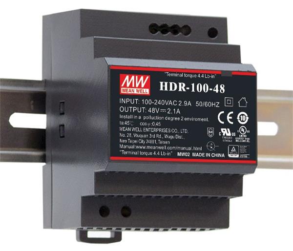 MEANWELL • HDR-100-48N • Průmyslový napájecí spínaný zdroj 48V 100W na DIN