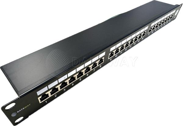 DATAWAY • DW-PP-6-STP-24-BK • Patch panel 19" 24x RJ45, CAT6, STP s vyvazovací lištou