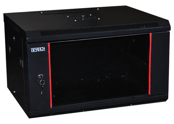 OCRACK • OCC-12U-45SBK • 19" nástěnný rozvaděč 12U/450mm, černý, celoskleněné dveře
